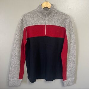 Express Men’s Small 100% lambs wool quarter zip vintage red gray